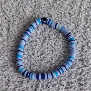 Blue & Aqua Disc Bead Stretch Bracelet